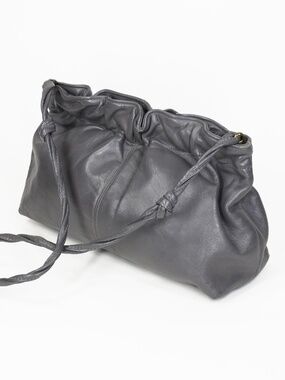 Crown Lewis Vintage Leather Handbag Grey Gray purse shoulder retro clutch